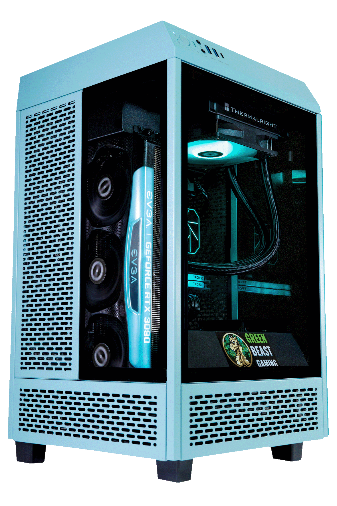 Base Configuration - AMD - Tower 100 Mini Blue – Green Beast Gaming
