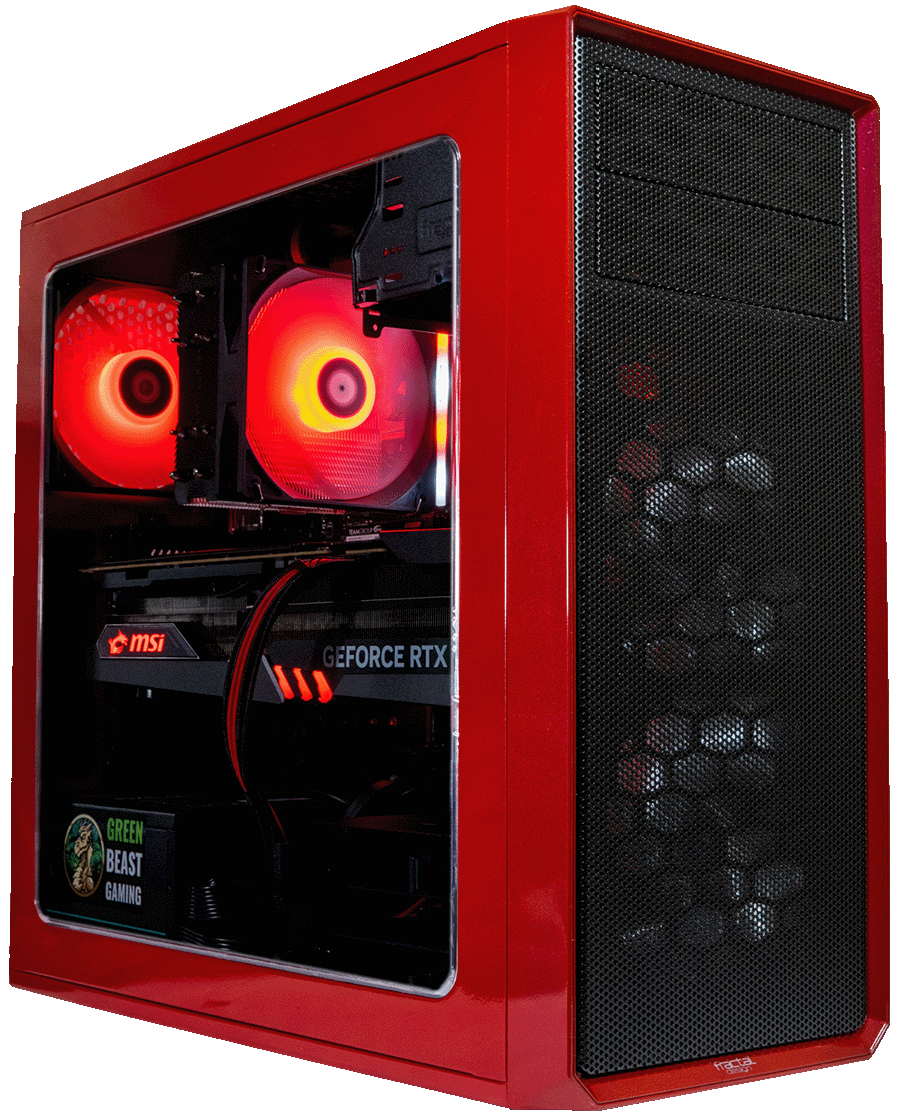 Custom Red gaming PC in Fractal Focus G Case