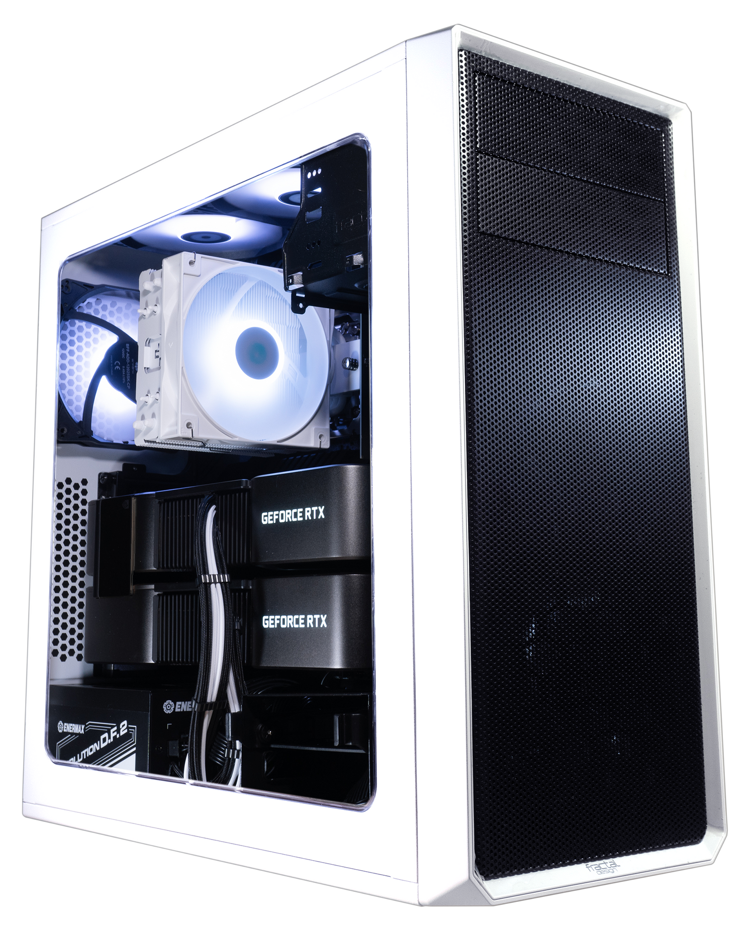 White Custom Gaming PC in Fractal Focus G Case