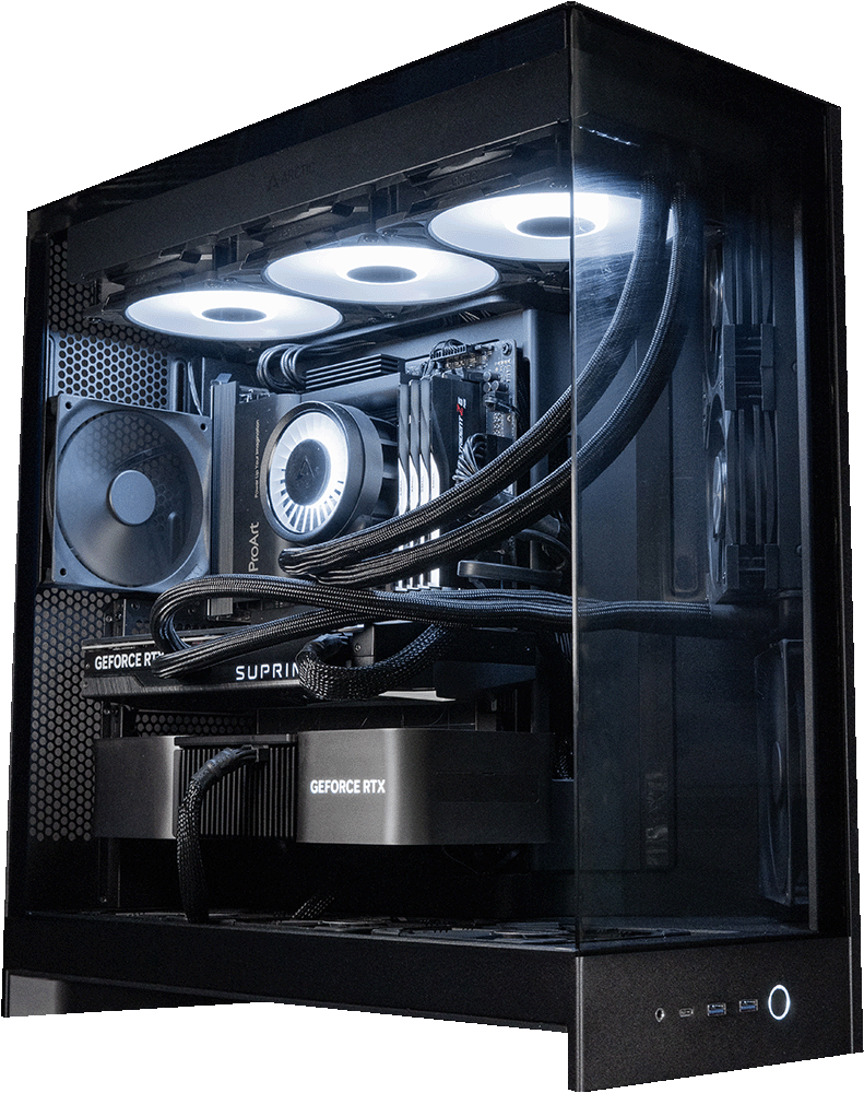 NZXT H9 Flow Black gaming PC with white lighting
