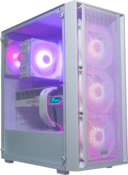 AMD Ryzen 7800X3D, 32GB DDR5 RAM, 1TB SSD, RTX 4070, 240MM AIO - Aura GC2 White