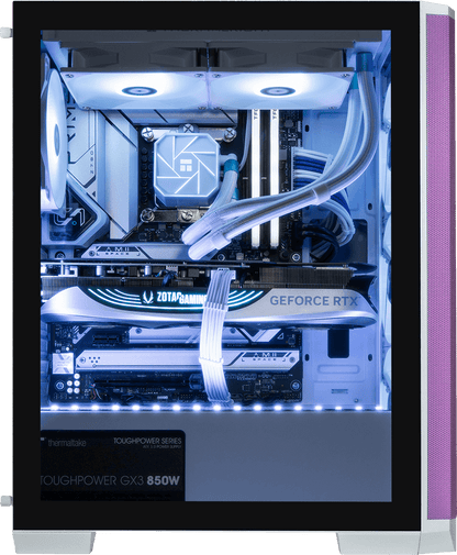 AMD Ryzen 7600X, 16GB DDR5 RAM, 1TB SSD, RTX 4070 - Nova Mesh - White/Purple