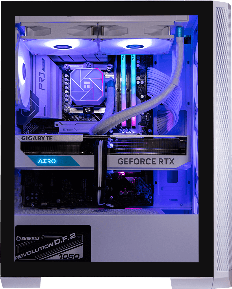 i9 14900KF, 32GB DDR5 RAM, 1TB SSD, RTX 4070 Ti, 360MM Water Cooling, Nova Mesh White