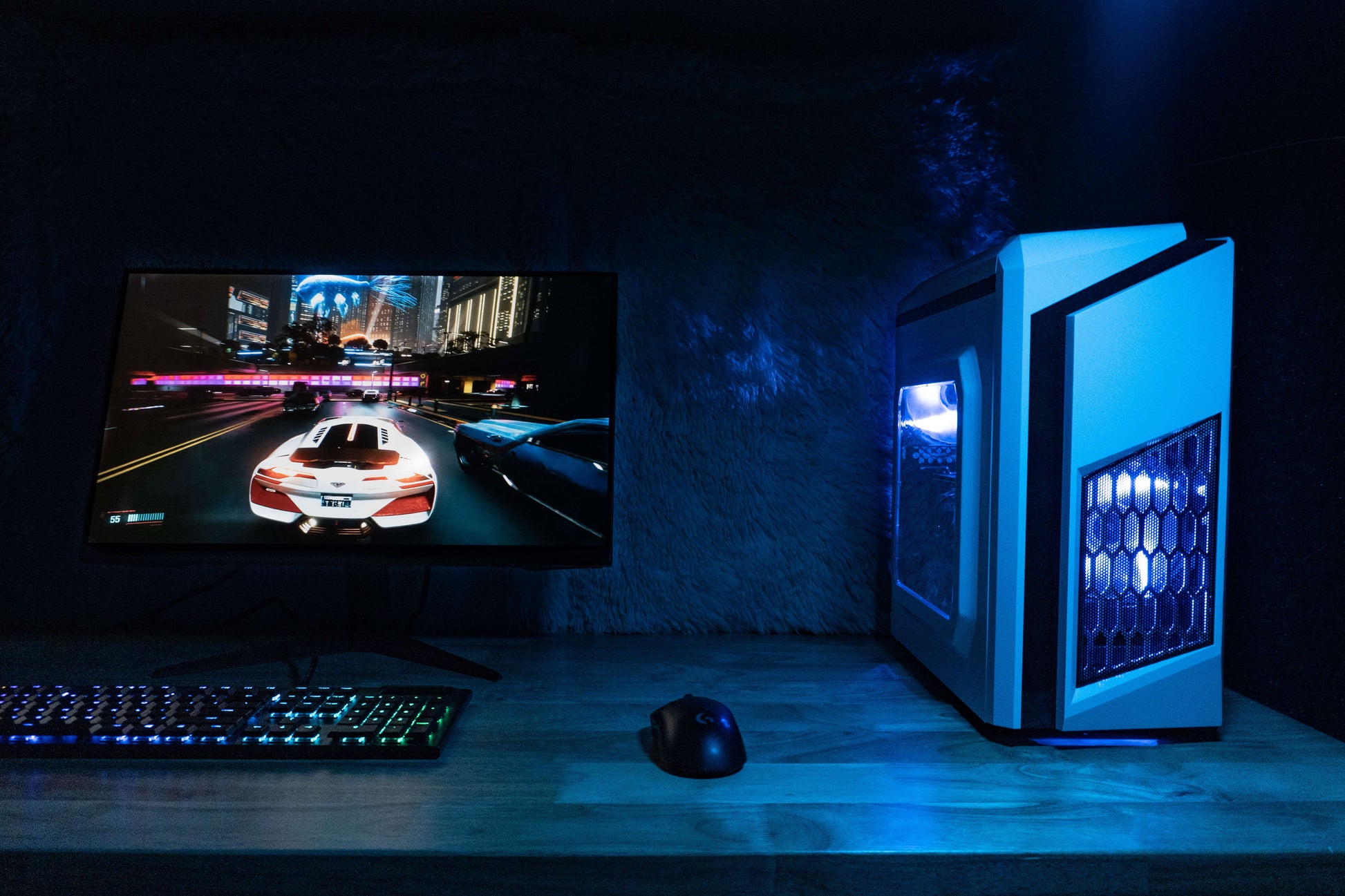 DIYPC F2 Prebuilt Customizable Gaming PC setup on desk