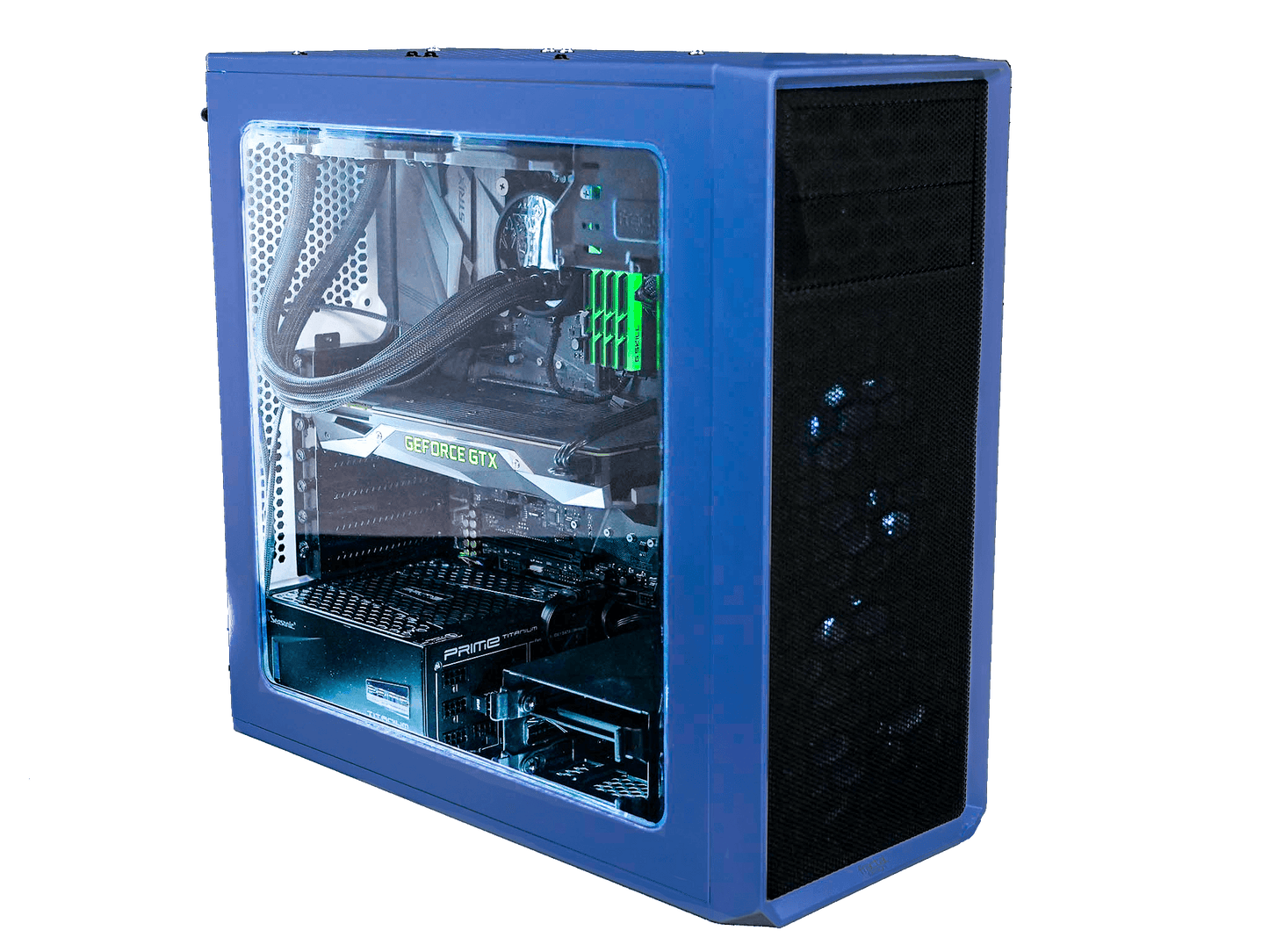 AMD Ryzen 7800X3D, 32GB DDR5 RAM, 1TB SSD, RTX 4070, 240MM AIO - Focus G - Blue