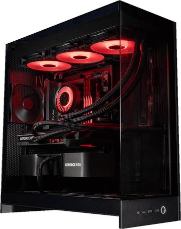 NZXT H9 Flow Black gaming PC with red lighting