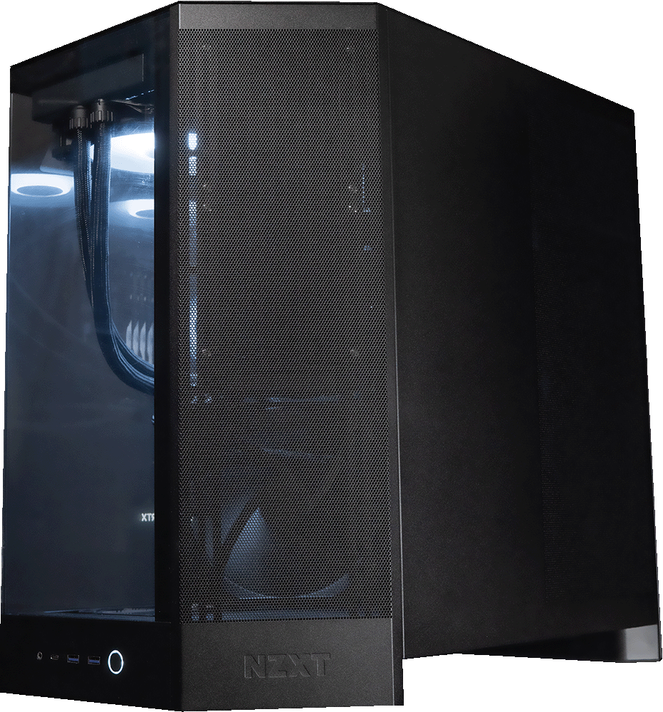 NZXT H9 Flow Black gaming PC, right side mesh panel