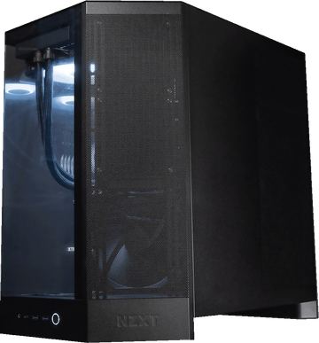 NZXT H9 Flow Black gaming PC, right side mesh panel