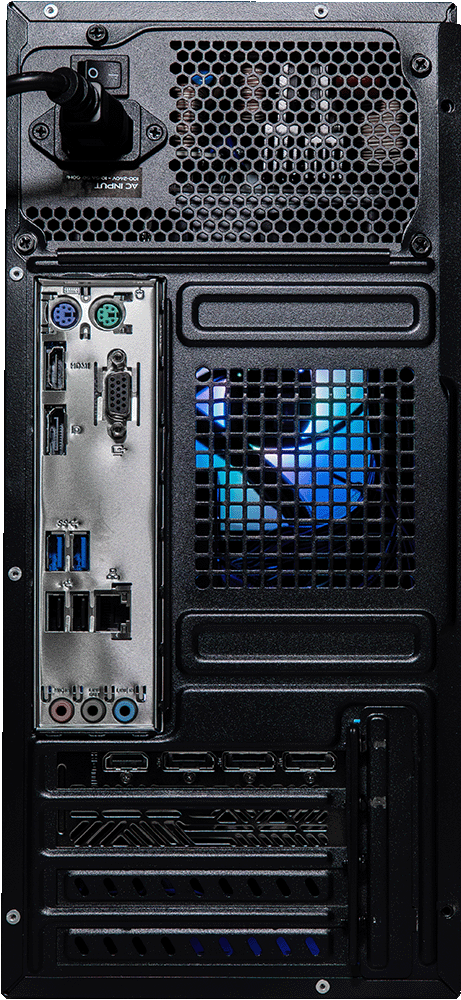 NanoBeast Black gaming PC, rear ports
