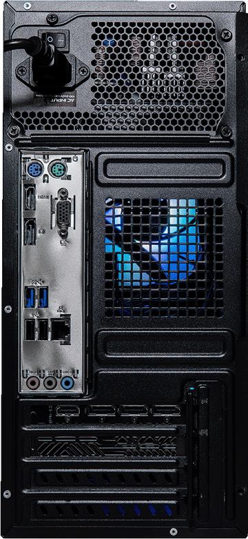 NanoBeast Black gaming PC, rear ports