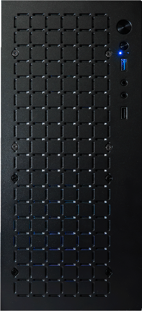 NanoBeast Black gaming PC, front panel and ports