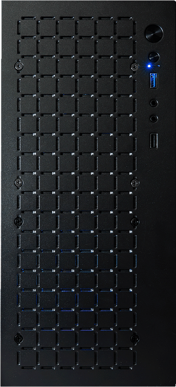 NanoBeast Black gaming PC, front panel and ports