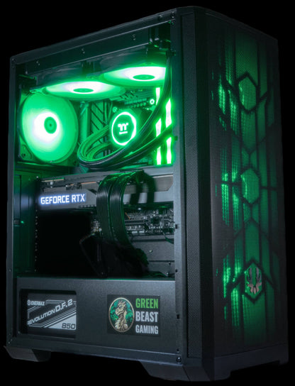 Prebuilt Customizable Gaming PC by Green Beast Gaming in Nova Mesh case Green RGB