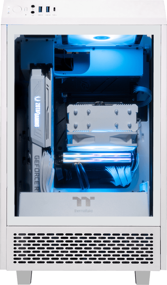 Tower 100 Mini White, Ryzen 5 9600X, 32GB DDR5, 2TB, 850W, RTX 5070 12GB, Upgraded RGB Air