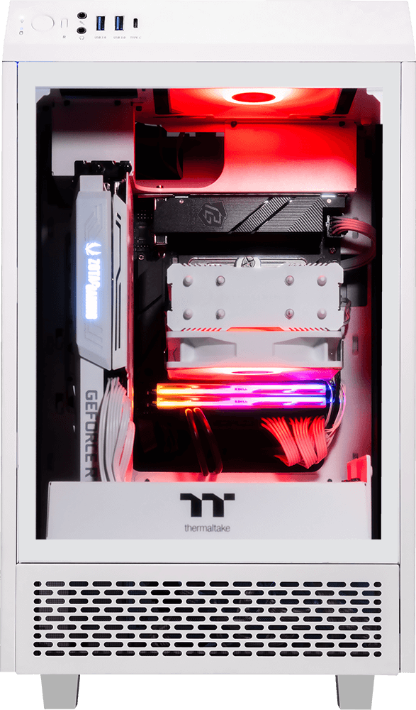 Tower 100 Mini White, Ryzen 5 9600X, 32GB DDR5, 2TB, 850W, RTX 5070 12GB, Upgraded RGB Air