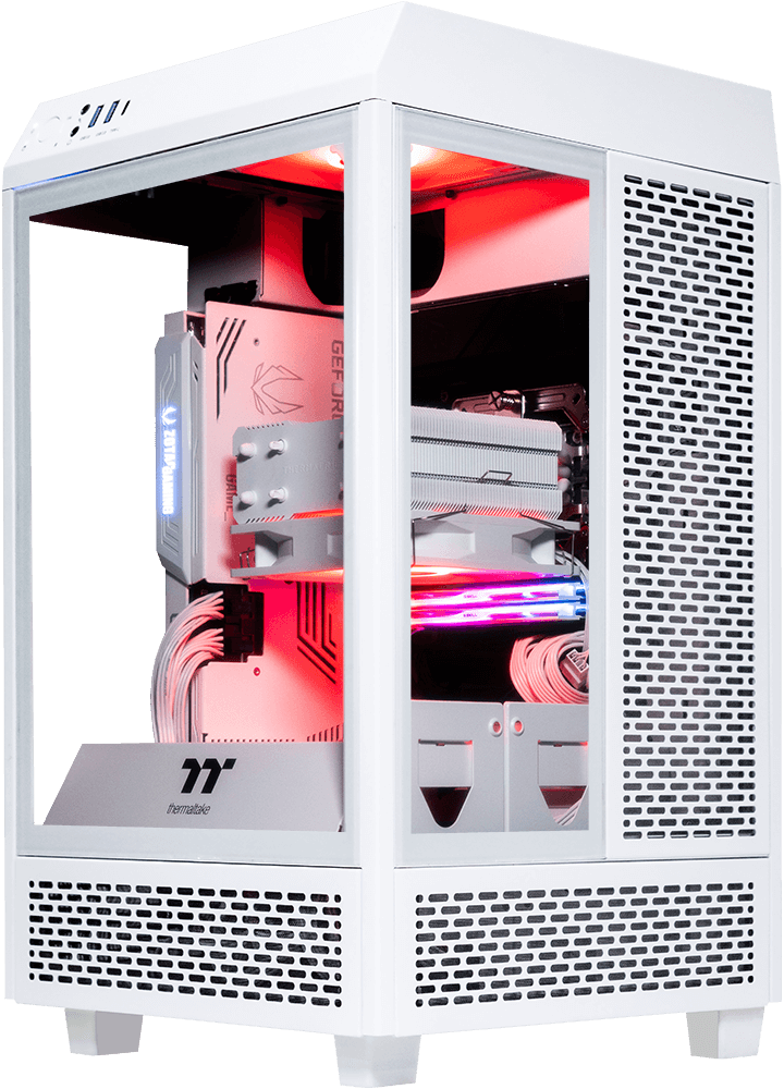 Tower 100 Mini White, Ryzen 5 9600X, 32GB DDR5, 2TB, 850W, RTX 5070 12GB, Upgraded RGB Air