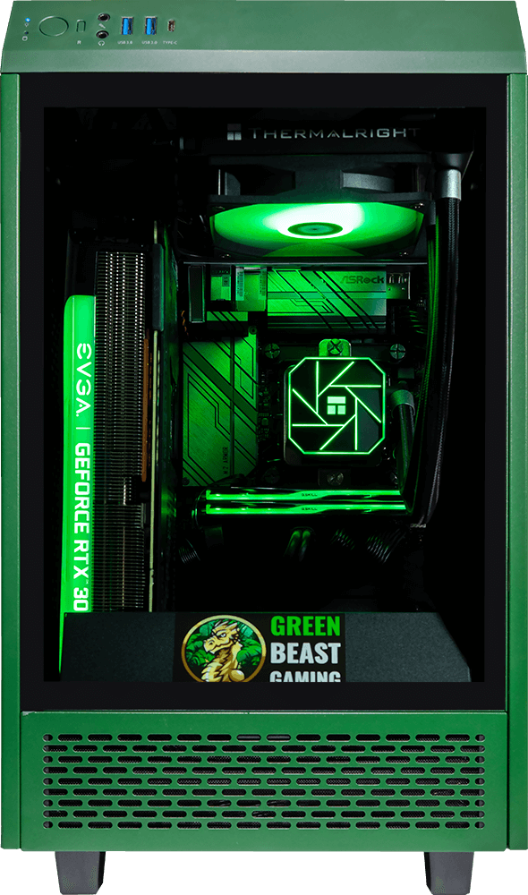Tower 100 Mini Green, Ryzen 7 7800X3D, 32GB DDR5, 2TB, 850W, RTX 5070 12GB, Upgraded RGB Air