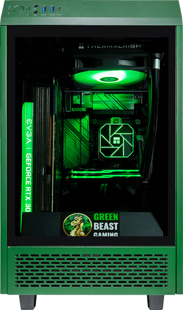 Tower 100 Mini Green, Ryzen 7 7800X3D, 32GB DDR5, 2TB, 850W, RTX 5070 12GB, Upgraded RGB Air