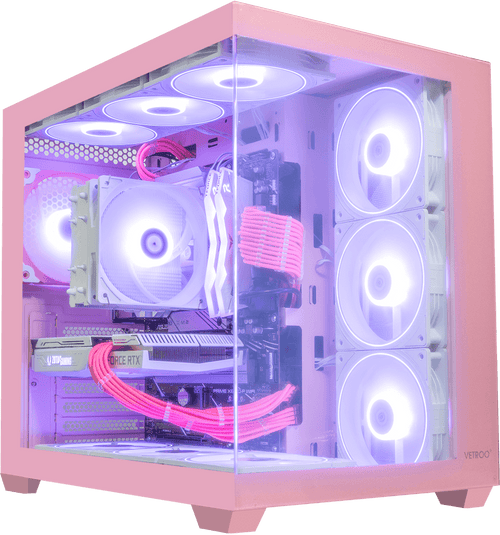 i9 14900KF, 32GB DDR5 RAM, 1TB SSD, RTX 4070 Ti, 360MM Water Cooling - Vetroo AL900 Pink
